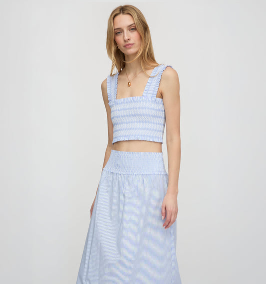 The Azalea Nap Top - Blue/White Stripe