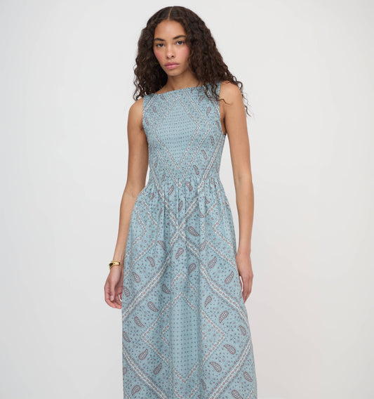 The Cosima Nap Dress - Dusty Blue Gemstone Mosaic Scarf