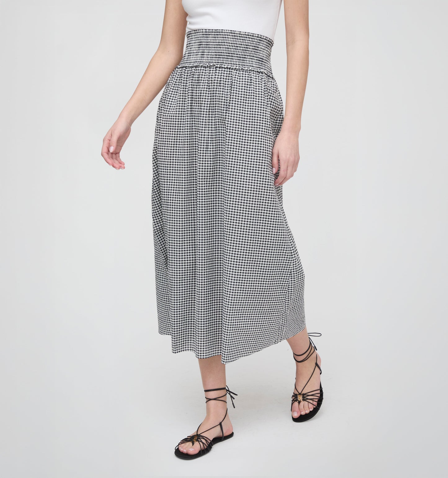 The Delphine Nap Skirt - Black/Sand Gingham
