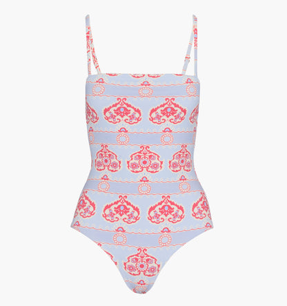 The Giana One Piece - Poppy Damask Stripe
