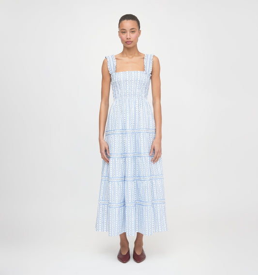The Kimmy Nap Dress - Blue Petal Stripe