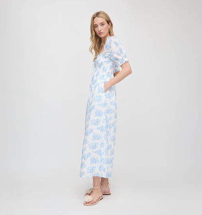 Roller Rabbit x Hill House Scarlett Midi Nap Dress - Blue Sherwood Forest Monkey