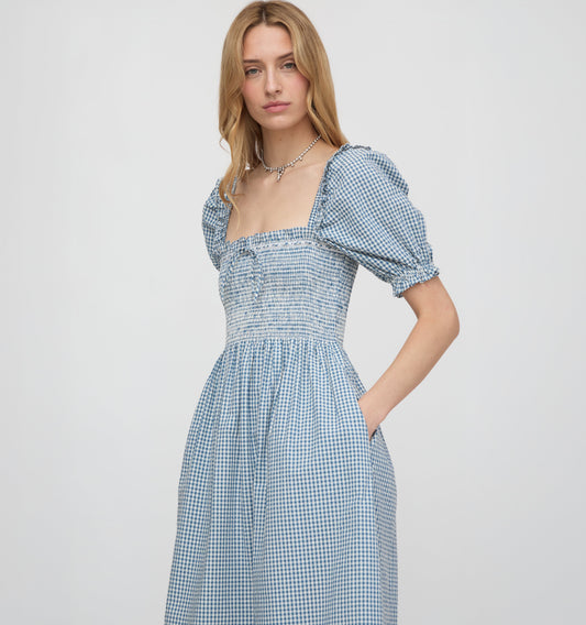 The Scarlett Nap Dress - Lagoon Gingham