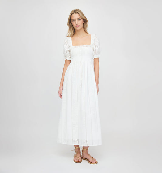 The Scarlett Nap Dress - White Broderie Voile