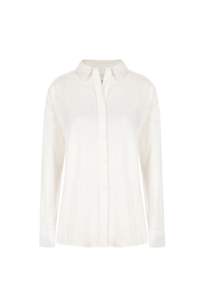 Wendy Long Sleeve Collared Shirt Ivory