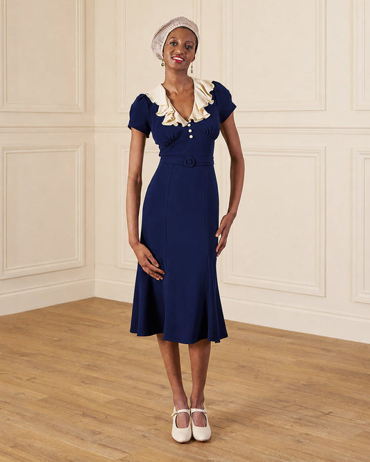 1930s Blondell Dress - Navy