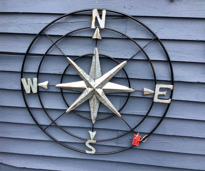 Compass - Large Metal Silver & Black