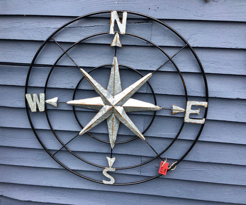 Compass - Large Metal Silver & Black
