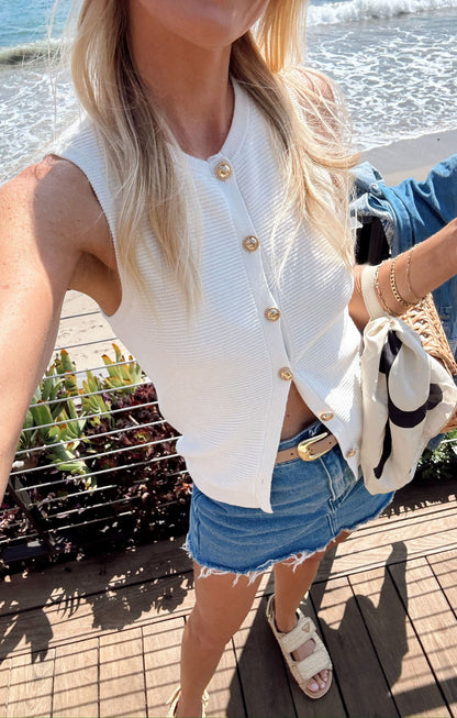 Devin Tank ~ White Delight Knit