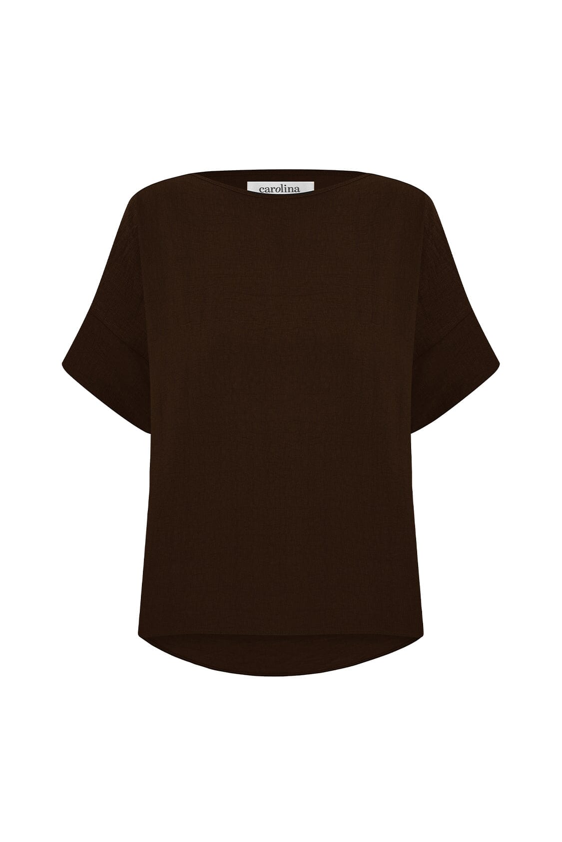 Gemma Short Sleeve Round Neck Top Chocolate Brown