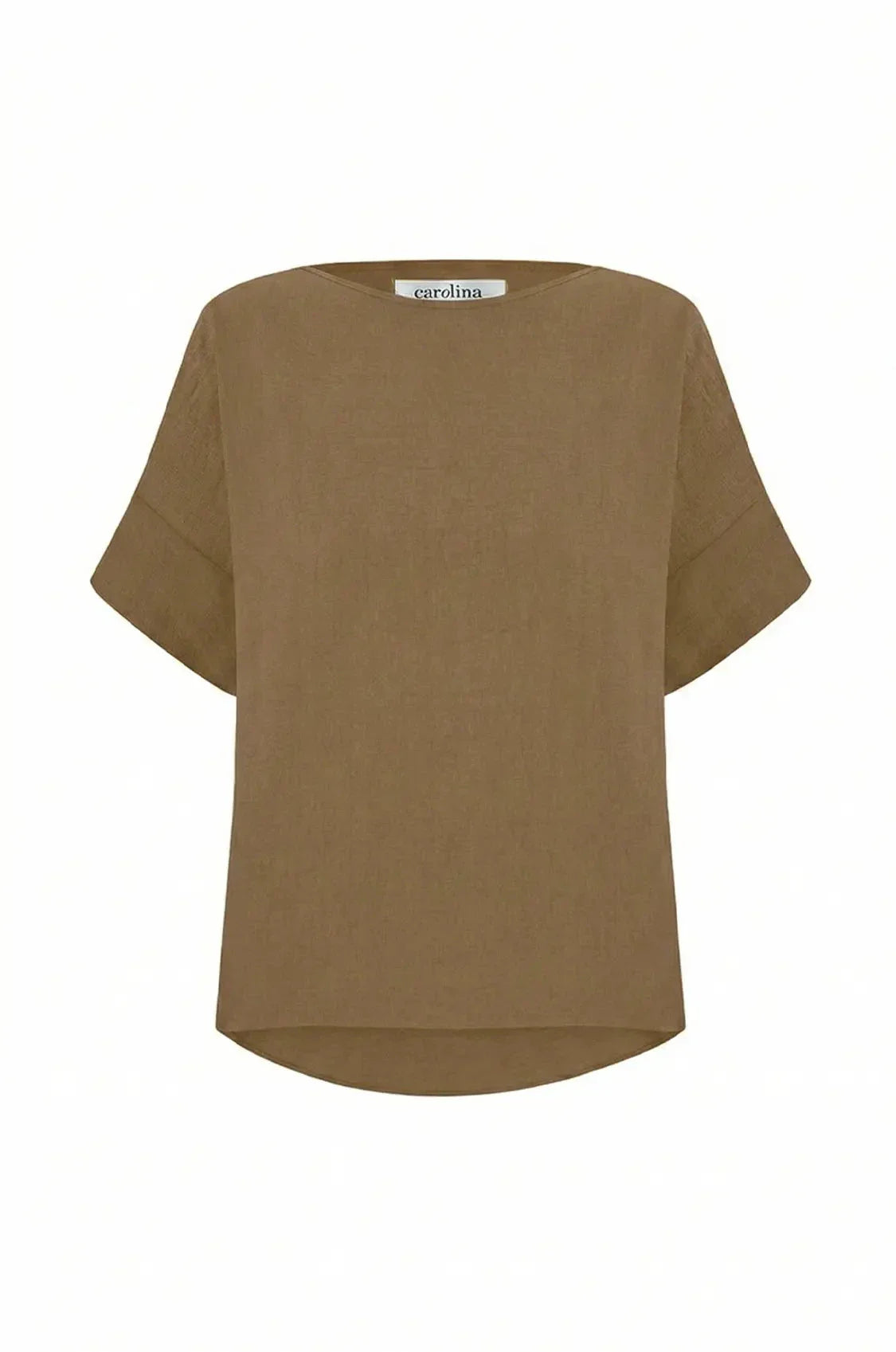 Gemma Short Sleeve Round Neck Top Khaki
