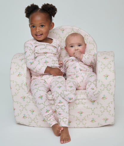 The Tiny Sully PJ Set - Light Pink Trellis