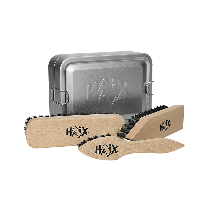 HAIX 3-piece boot cleaning brush set in storage box