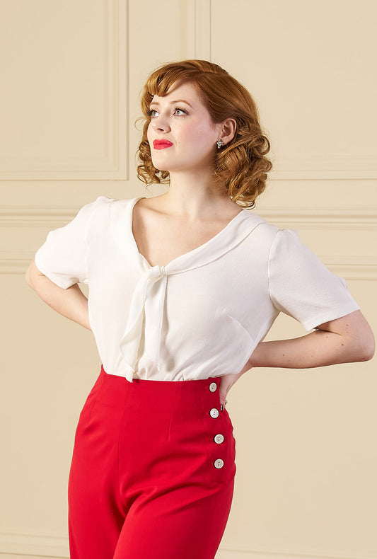 1930s Shawl Blouse - Ivory