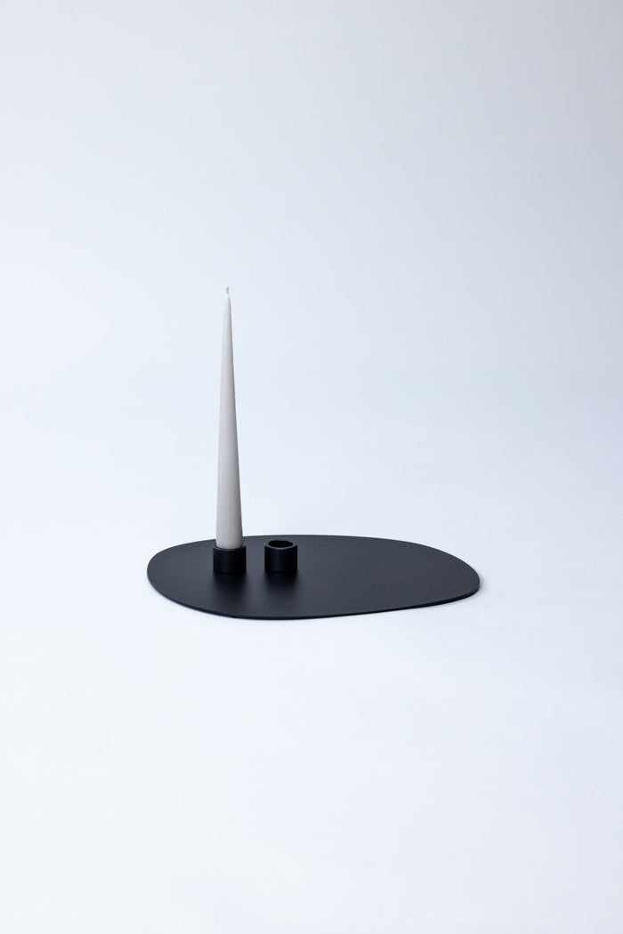 Schwarz / 1 Tablett | 2 Kerzenhalter