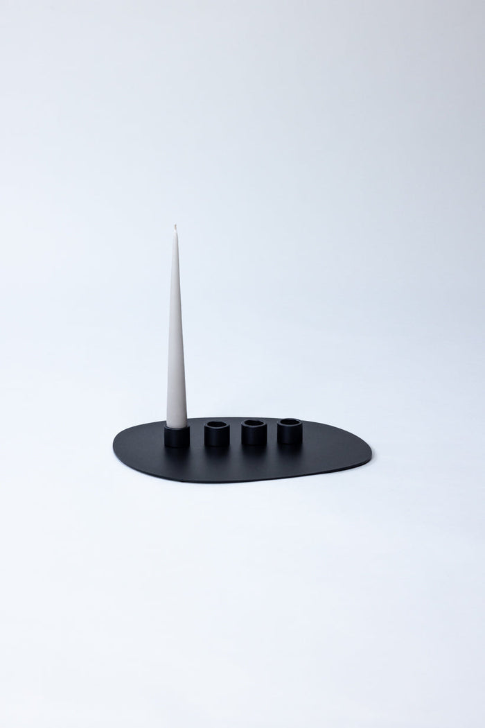 Schwarz / 1 Tablett | 4 Kerzenhalter