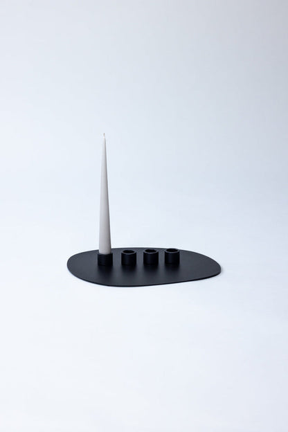 Schwarz / 1 Tablett | 4 Kerzenhalter