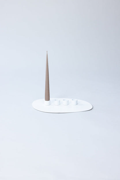 Weiß / 1 Tablett | 4 Kerzenhalter
