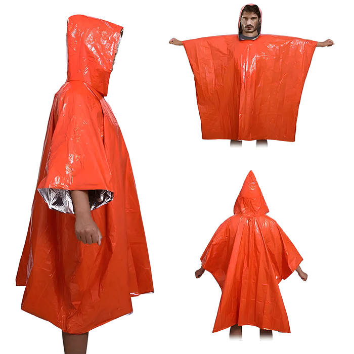 Lightweight Waterproof Emergency Poncho with Whistle Carry Pouch