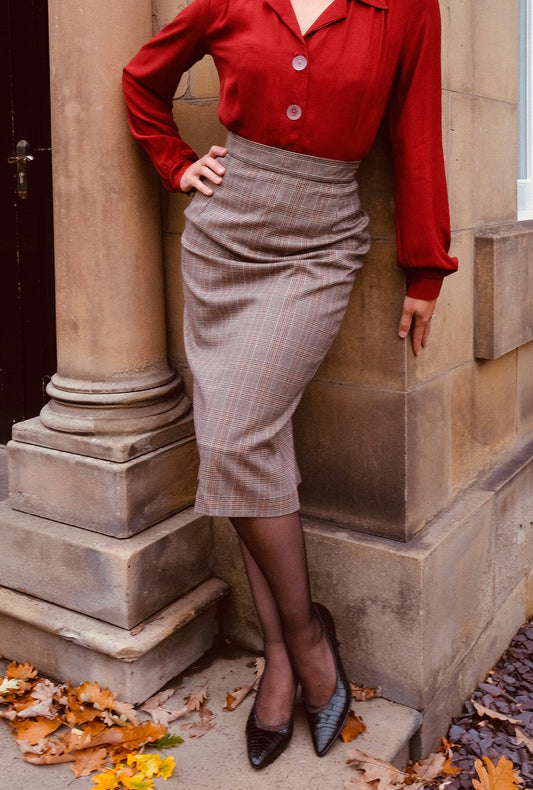 1950s Perfect Pencil Skirt - Plaid
