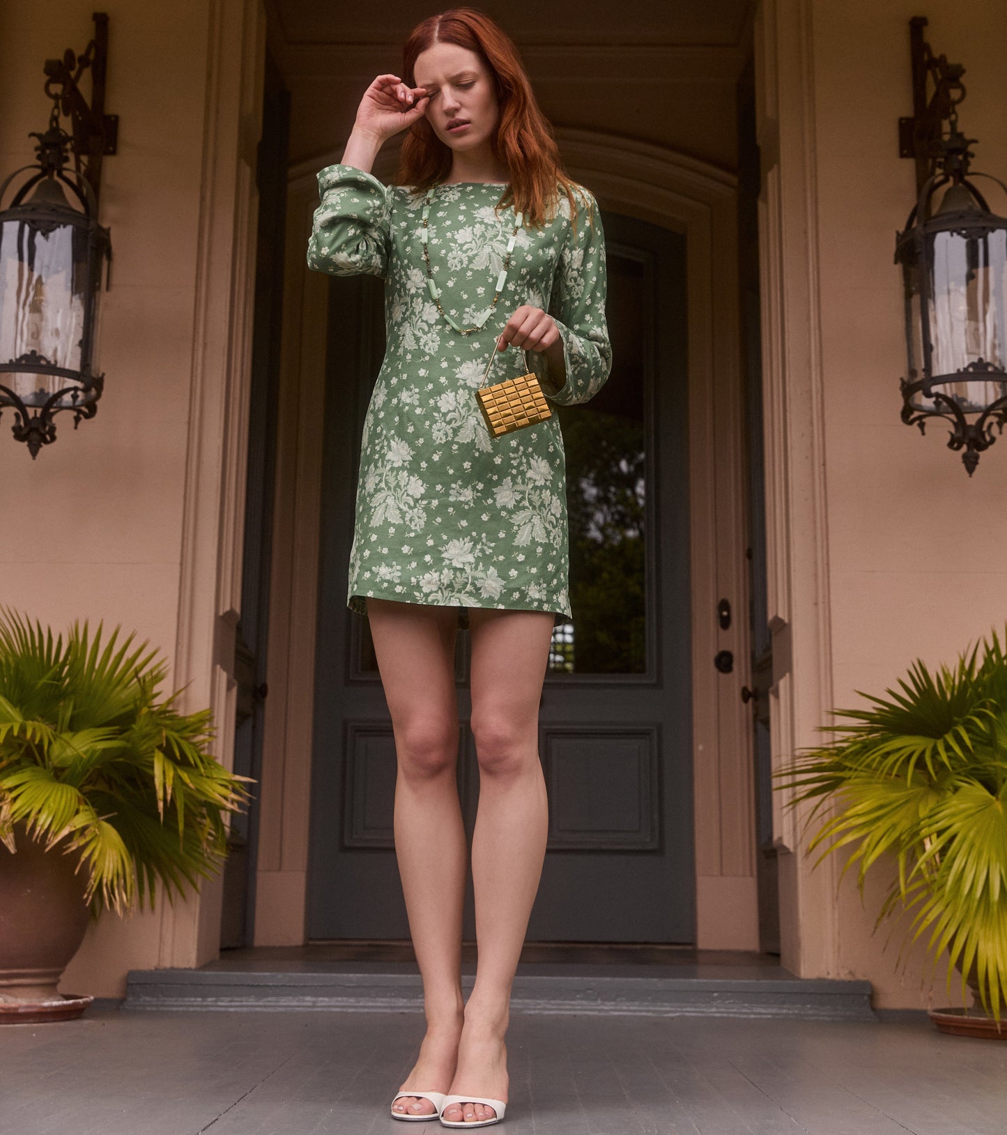 The Longsleeve Viola Dress - Green Delft Bouquet
