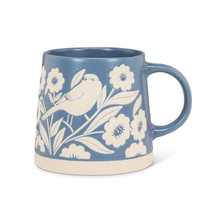 Wide Base Mug with Leaves & Birds